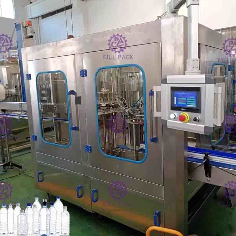 خودکار 3 در 1 دستگاه پرکن آب بطری PLC صفحه نمایش لمسی 12 سر