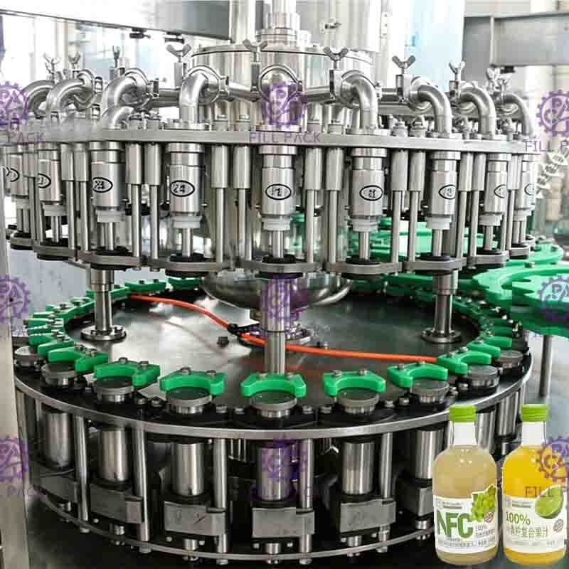 20000BPH دستگاه پرکننده آب آلوئه خمیر بطری شیشه ای بطری شیشه ای گاز پر کردن خط 3 در 1